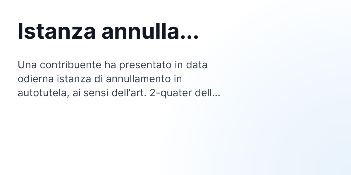 Istanza annullamento in autotutela avvisi IMU. | Progetto Omnia