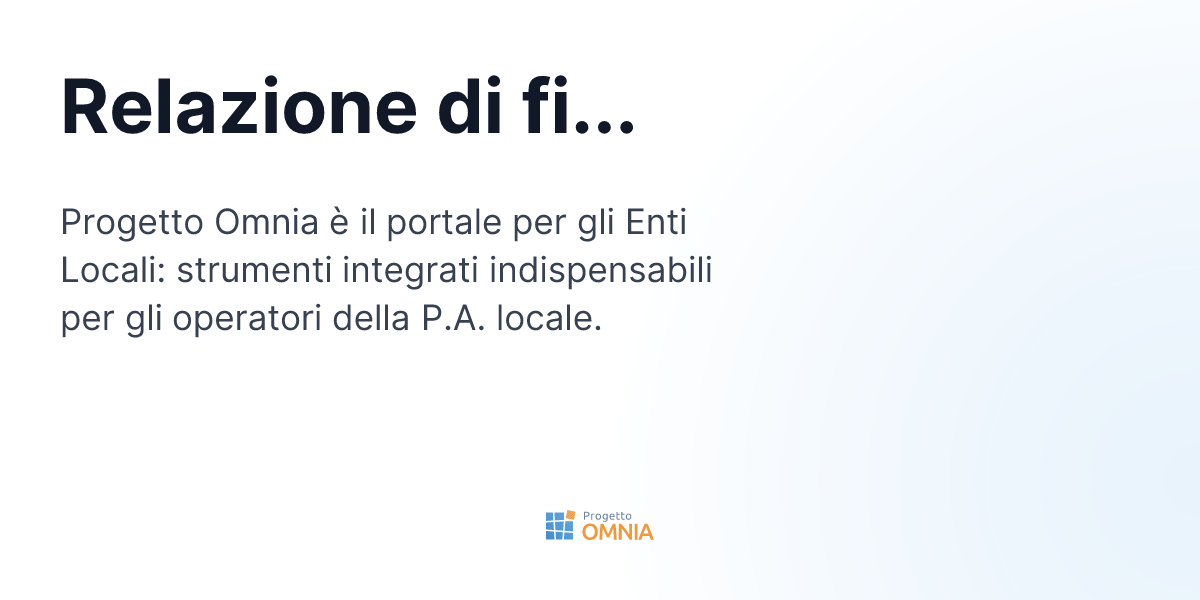 Relazione di fine mandato | Progetto Omnia